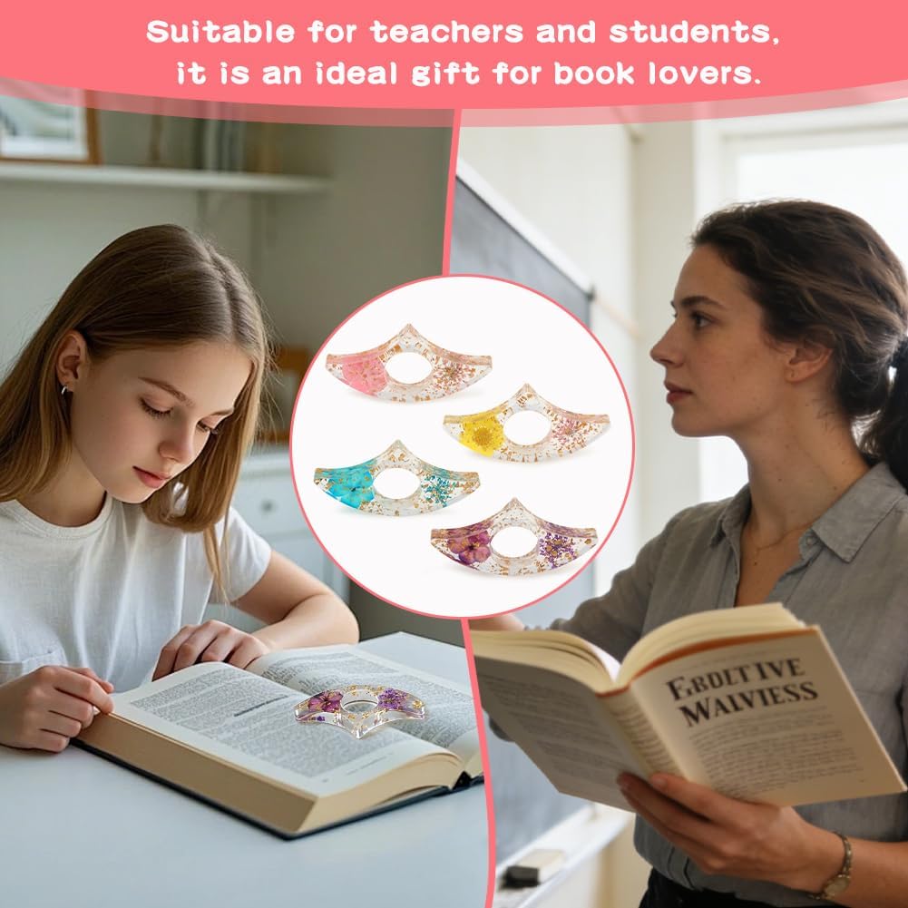 4Pcs Thumb Book Page Holder, Resin Book Finger Page Holder, Finger Ring Opener Bookmark for Easy Readin, Boo-k Accessories for Teachers Students Reading Lovers(Color:4 Color)