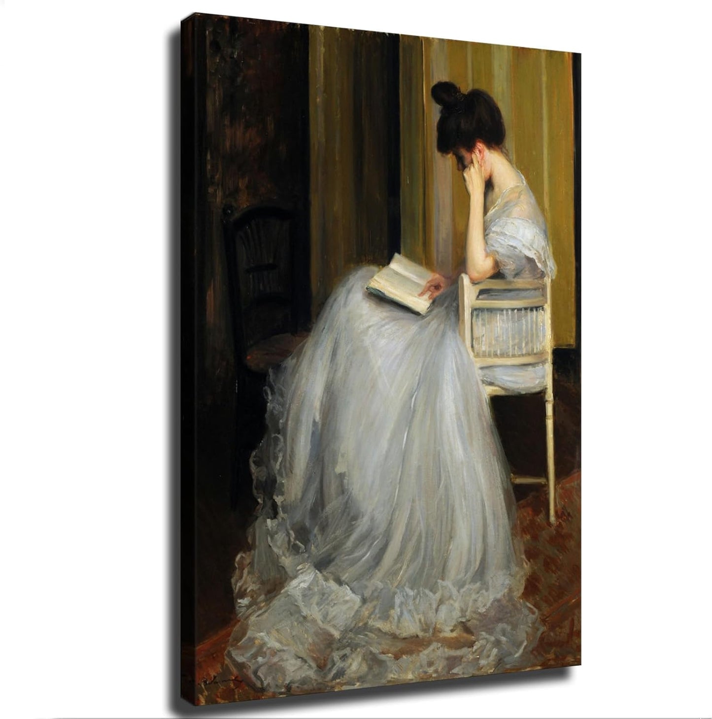 Woman Reading Portrait Poster Canvas Print Inspirational Wall Decor Home Decor Art Aesthetic Hanging Painting (20×30inch_Framed)