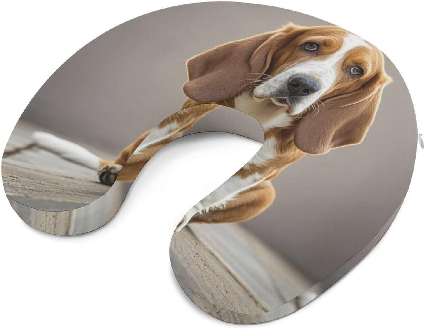 Basset Hound Neck Pillow Memory Foam U Shaped Pillows Portable Pillows for Shoulder Travel Head Support Pillow with Concealed Zipper for Airplane Car Home Office
