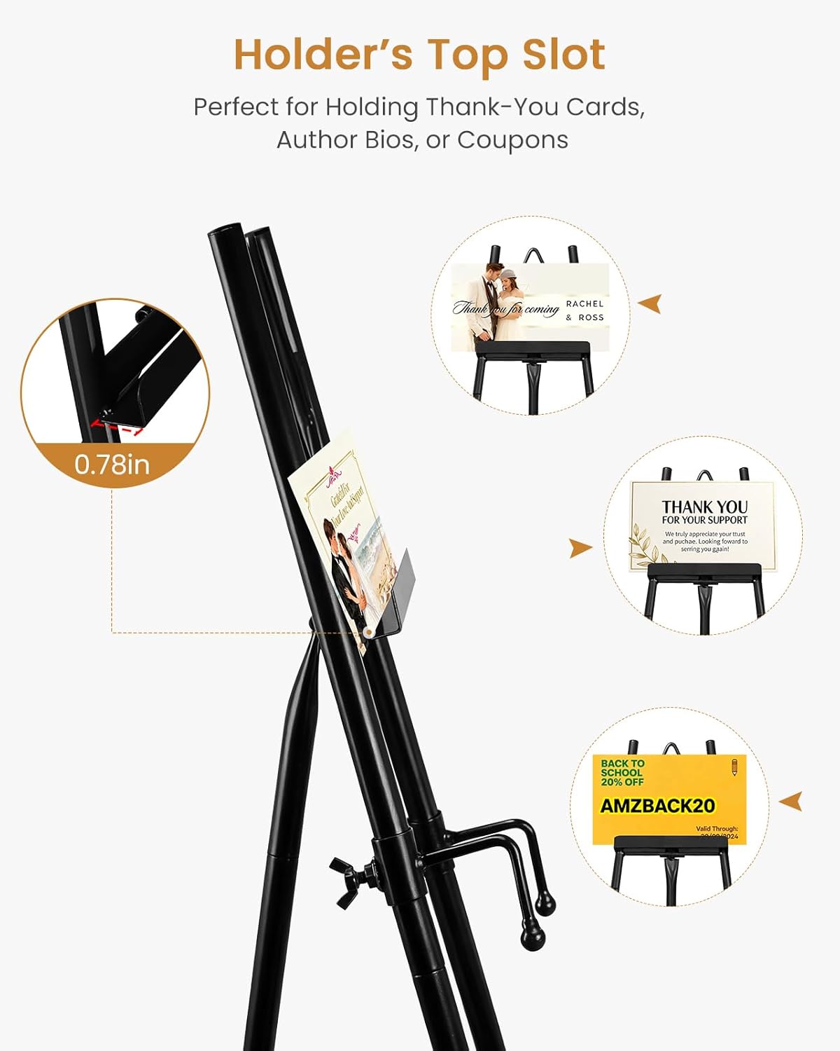 53.9" Black Easel Stand for Sign, Heavy Duty Metal Display Easel with Storage Bag, Adjustable Art Easel for Wedding Sign, Painting, Picture