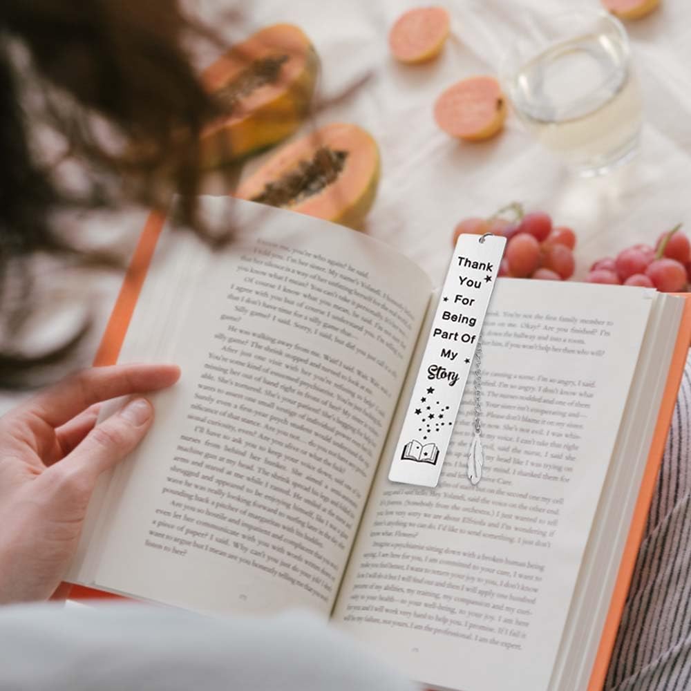 Thank You Gifts Metal Bookmarks for Women Men Book Lovers Teens Students,Stainless Steel Leaf Pendant Book Mark with Exquisite Gift Box