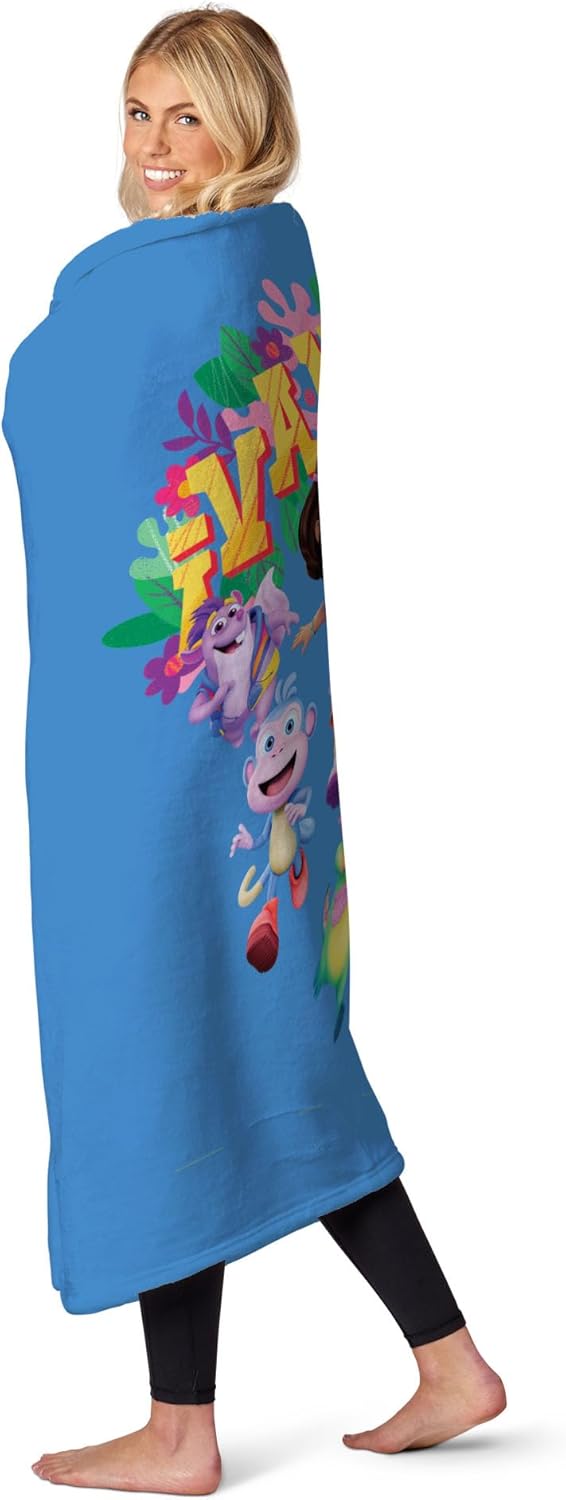 NORTHWEST Dora The Explorer Hola Backpack Silk Touch Throw Blanket, Soft Fleece, Cartoon Character, 40 x 50 inches