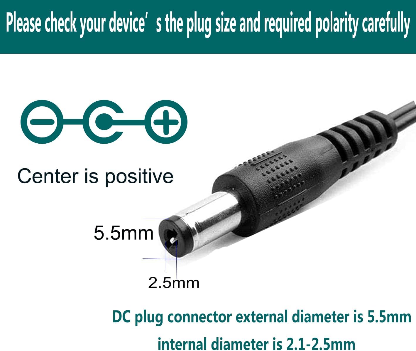 24V 1A Power Supply AC Adapter 100-240V AC to DC Converter 24 Volt 1 Amp 1000mA Switching Power Adapter 5.5x2.5/2.1mm Plug for LED Strip Light CCTV Camera