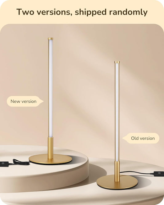EDISHINE Upgraded LED Table Lamp Set of 2, Stepless Dimmable Bedside Lamps with Metal Finish & 3 Color Temperature, 6W Modern Desk Lamps, Gold Nightstand Lamp for Bedroom, Living Room, Corner, Gift