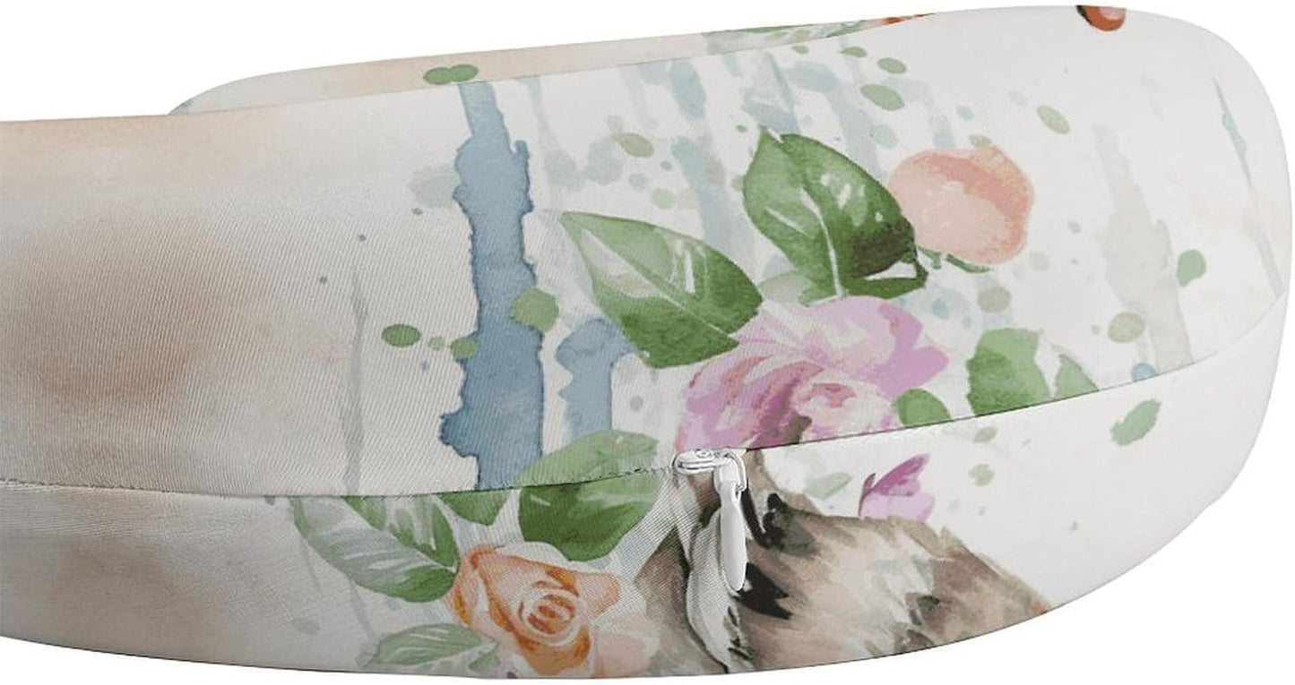 Watercolor Duck Neck Pillow Memory Foam U Shaped Pillows Portable Pillows for Shoulder Travel Head Support Pillow with Concealed Zipper for Airplane Car Home Office