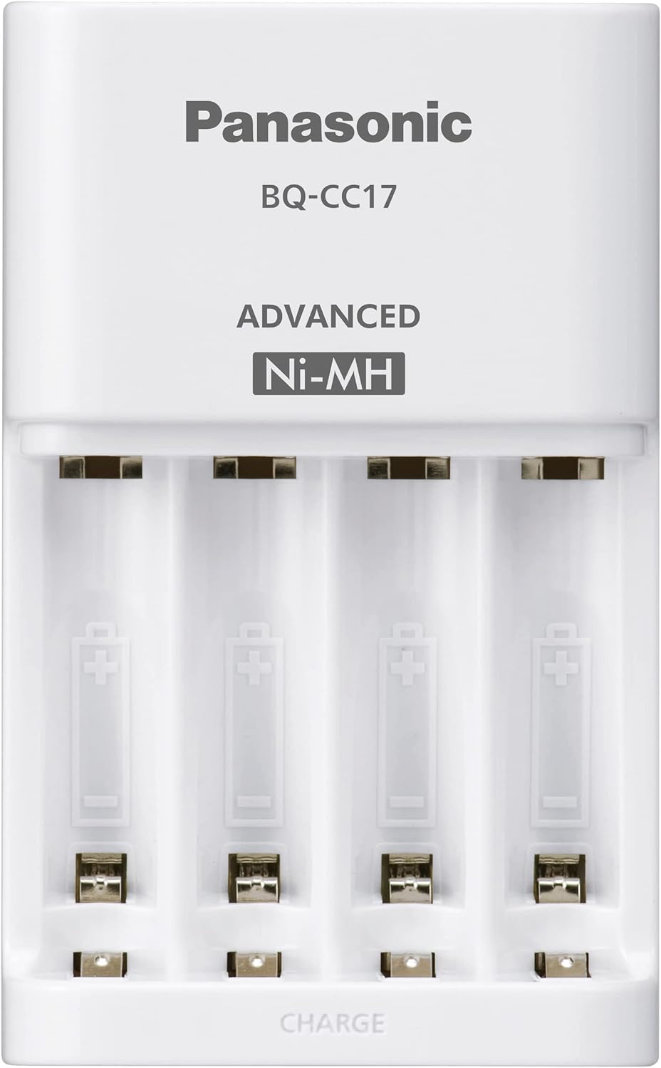 Panasonic BQ-CC17SBA eneloop Advanced Individual Battery Charger with 4 LED Charge Indicator Lights, White