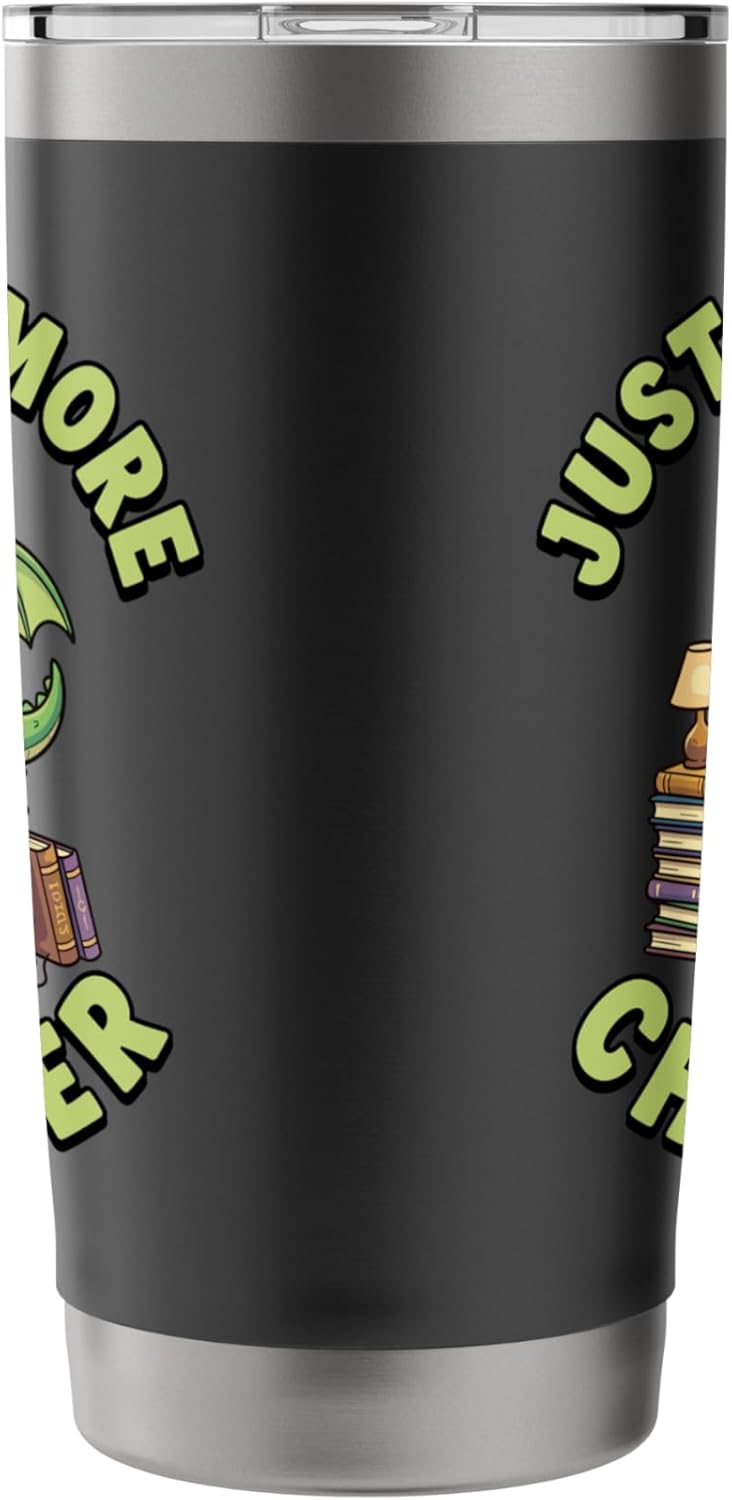 Just “One” More Chapter, Cute Dragon Bookworm Reader Stainless Steel Insulated Tumbler