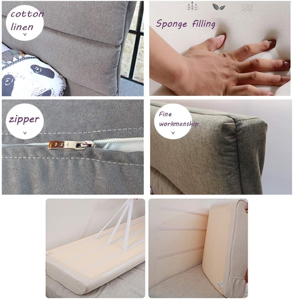 Bed Backrest Cushion Large Upholstered Headboard Bedside Backrest Support Wedge Reading Pillow Cushion with Removable and Washable Cover 5 Colours 8 Sizes (Color : E Size : 90 x 50 cm) (D200 x 50 cm)