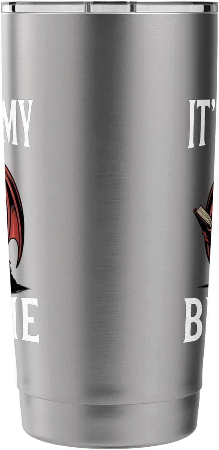 It's Past My Bedtime Dragon Reading A Book Bookworm Reader Stainless Steel Insulated Tumbler