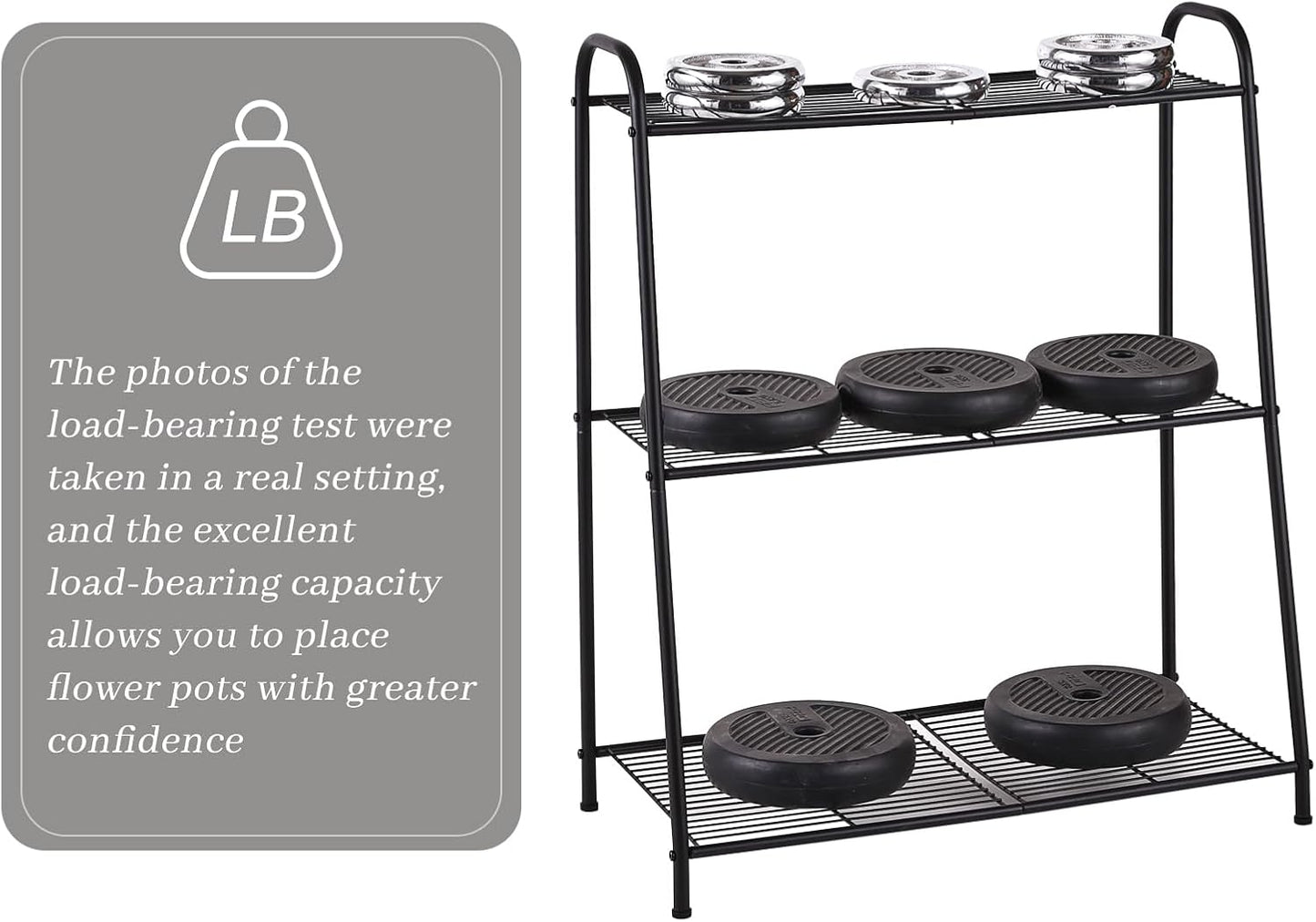 Metal Plant Stand Indoor Outdoor for Multiple Plants,3 Tier Plant Shelf,Large Heavy Duty Flower Holder Ladder Plant for Living Room, Patio, Balcony (Black)