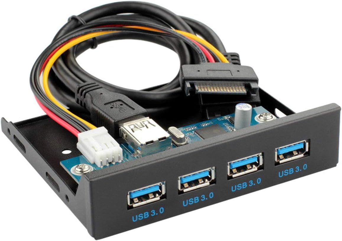 Cablecc USB 3.0 HUB 4 Ports Front Panel to Motherboard 20Pin Connector Cable for 3.5" Floppy Bay