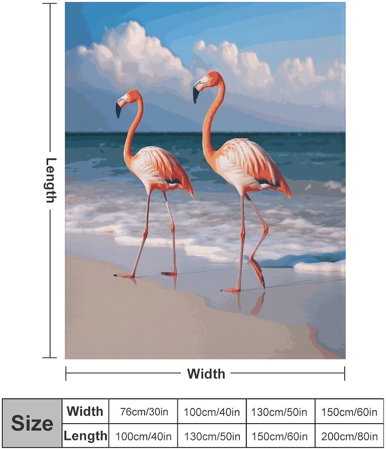 Pink Flamingo Walking on The Beach Blanket Super Soft Lightweight Throw Blanket Cute Cozy Warm Bed Blanket Decorative Fuzzy Blanket All-Season Home Decor Gift for Sofa Couch Living Room 60"*80"（150*20