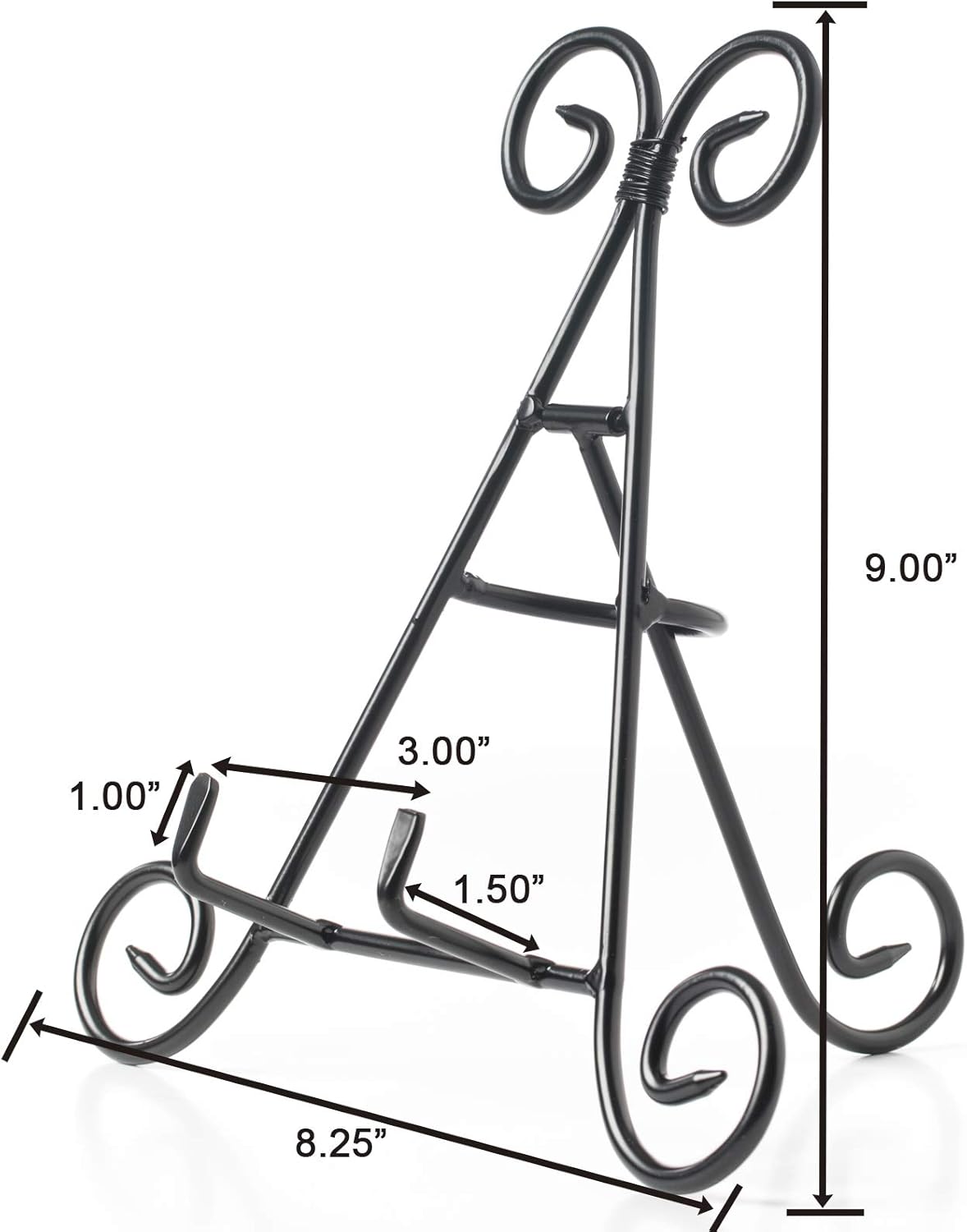 HUJI Sturdy Iron Display Stand Holder for Home Kitchen Decoration Platters, Pictures, Frames and Books. (1, 9")