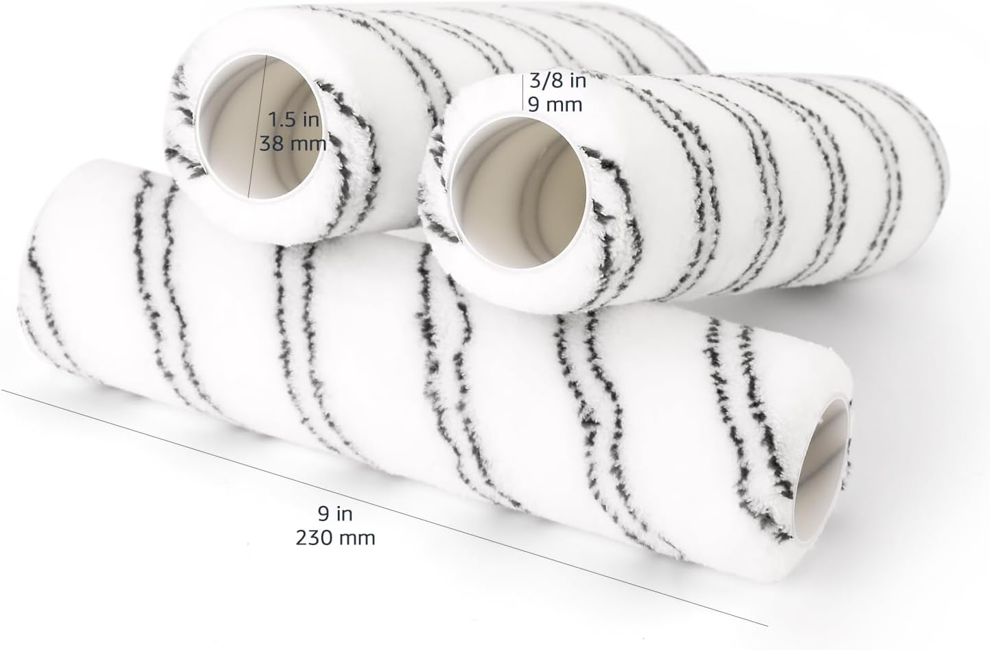 Amazon Basics Microfiber Paint Roller Covers for Painting Walls, Ceilings and House, Smooth Finish, Washable, 9" x 3/8", 12-Pack