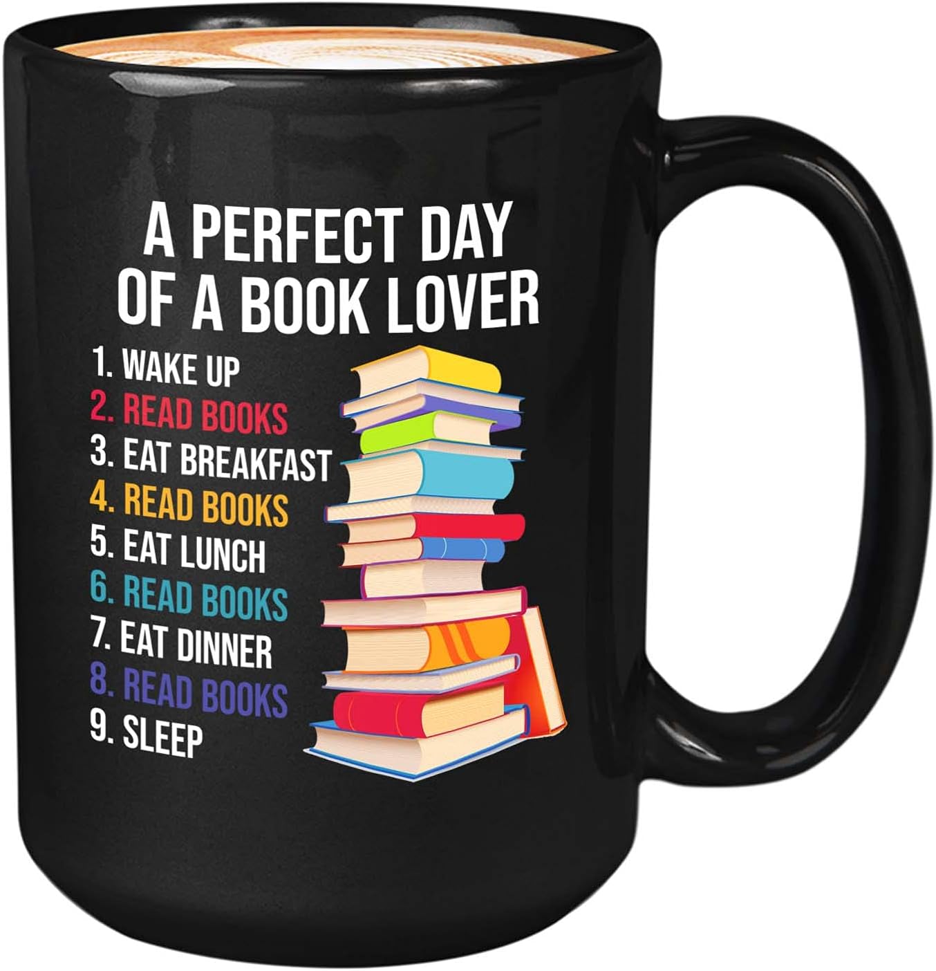 Bubble Hugs Reader Coffee Mug 15oz Black - A Perfect Day of A Book Lover - Funny Sarcasm Reading Novel Literary Literature Bookish Author Writer