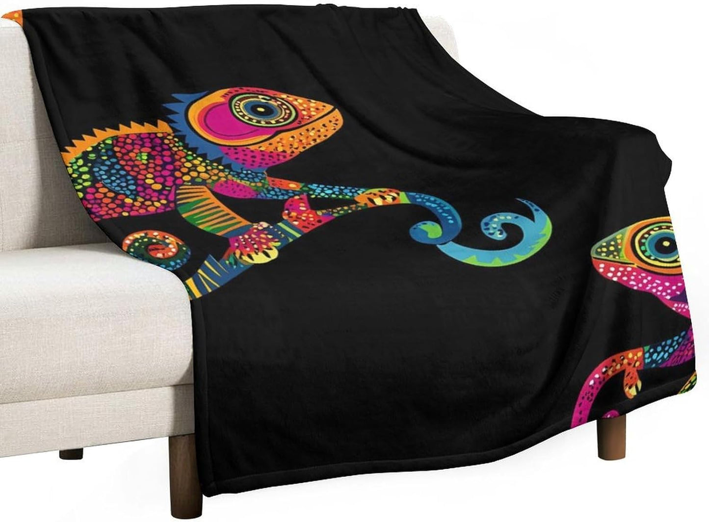 Chameleon Throw Blanket for Couch Bed Plush Cozy Fuzzy Flannel Blanket for All Season 66"x90"