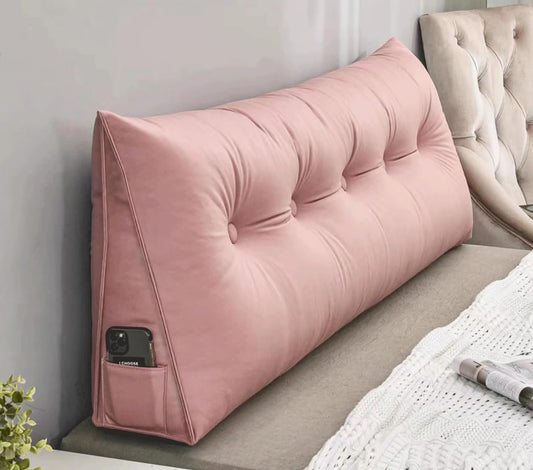 Triangular Headboard Pillow, Bed/Sofa Wedge Reading Pillow, Large Bedrest Throw Pillows/Bedside Cushion, Large Backrest Wedge Pillow Removable Cover(Size:150x20x50cm(59x7.8x20),Color:Pink)