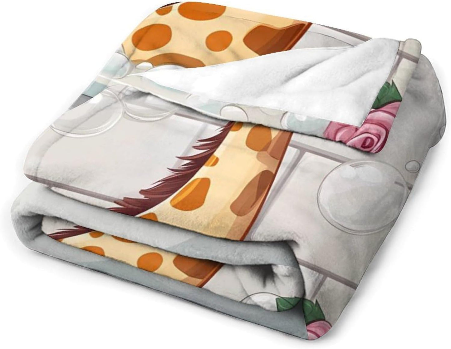 Funny Bathroom Giraffe Throw Blanket for Couch Bed Plush Cozy Fuzzy Flannel Blanket for All Season 40"x50"