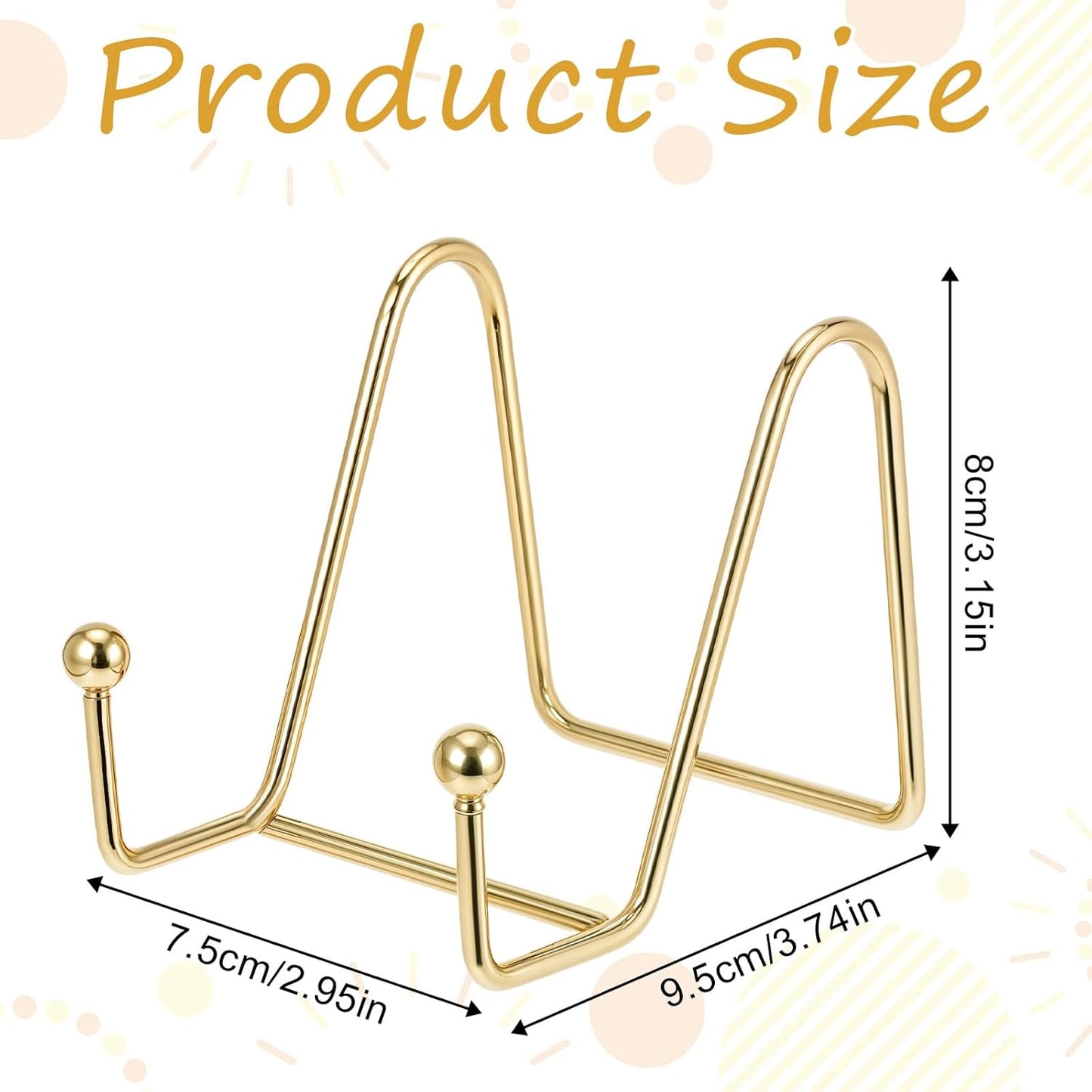 1 Pcs 3.5 Inch Plate Holder Easel Display Stand Table Top Display Metal Frame Holders Decorative Plate for Book Picture Photo and Platter (Gold)