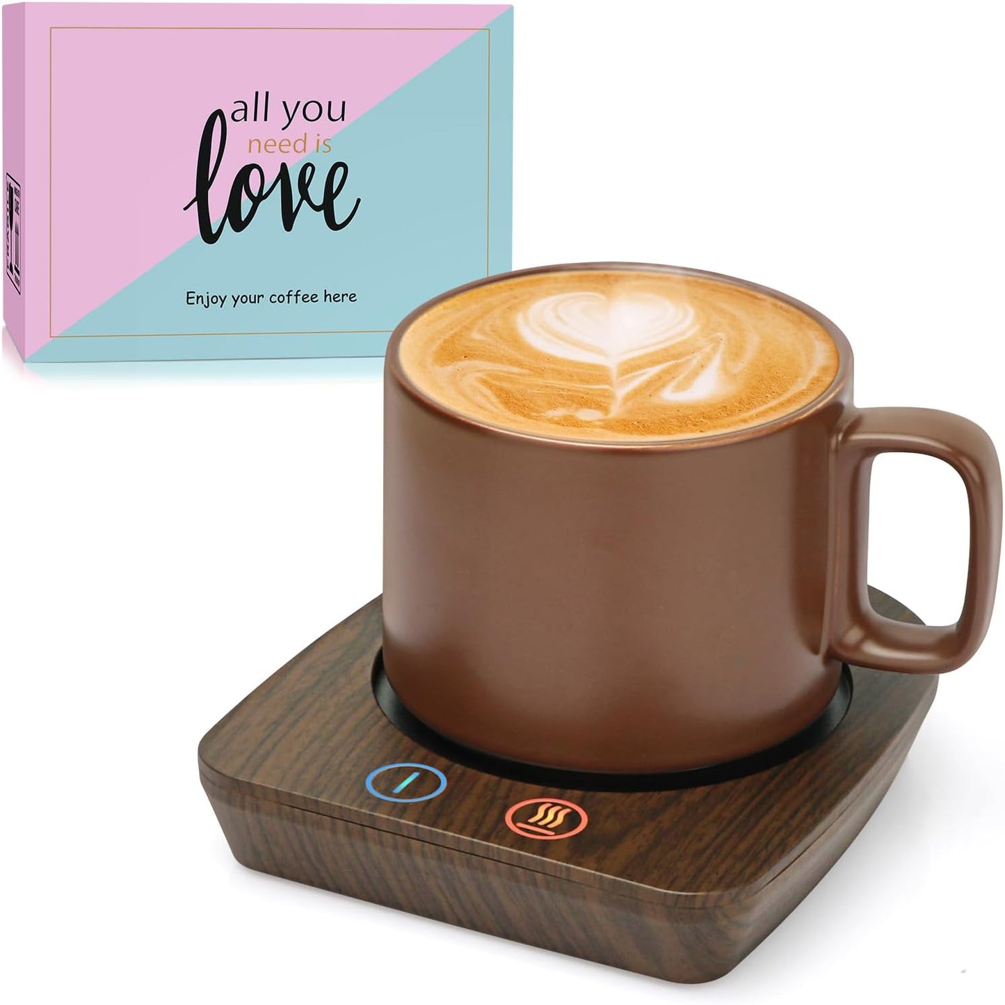 VOBAGA Coffee Mug Warmer & Mug Set, Coffee Cup Warmer with Auto Shut Off & 3 Temperature Settings for Desk Home Office, Coffee Warmer for Cocoa Milk Candles, Christmas Birthday Gifts for Women and Men