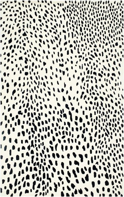 Hand Tufted Black & White Dalmatian Animal Print Area Rug – 12x15 Ft – Modern Abstract Carpet for Living Room & Bedroom