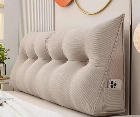 Headboard Cushion Triangular - Soft Large Comfy Reading Pillows for Beds Sofas - Back Lumbar Bolster Support Pillow - Bedroom Wedge Cushions(Size:150x50x20cm,Color:Light Gray)