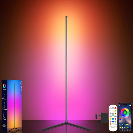 LED Corner Floor Lamp, Corner Lamp - 16 Million DIY Colors, 68+ Scenes, App & Remote Control, Smart RGBICW Corner Light with Music Sync & Timer Setting, LED Lamp for Bedroom, Living Room, Gaming Room