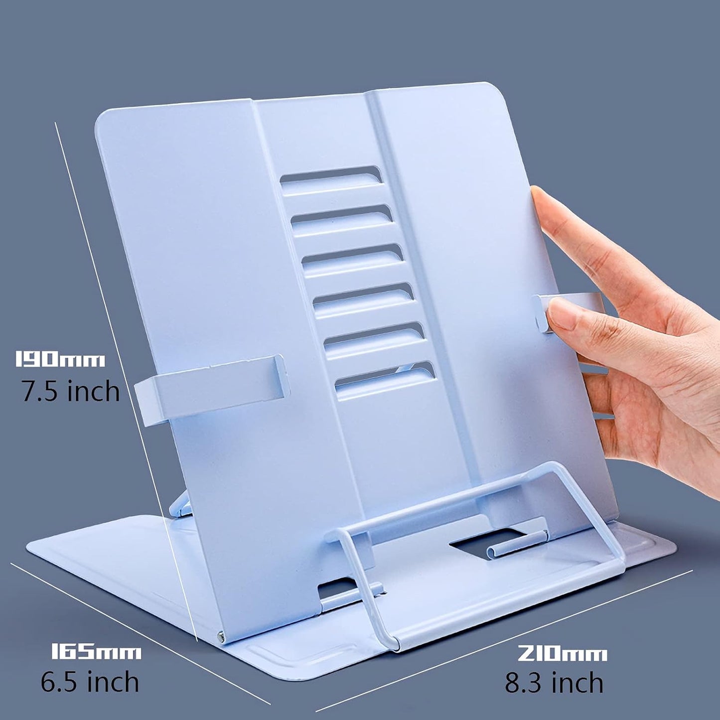 Book Stand Metal Desktop Book Stand Folding Cookbook Holder Adjustable Reading Rest Bookstand for Magazine Textbooks Tablet 8 x 6.5 x 7.5 inch (Color : Mug) (Mug)