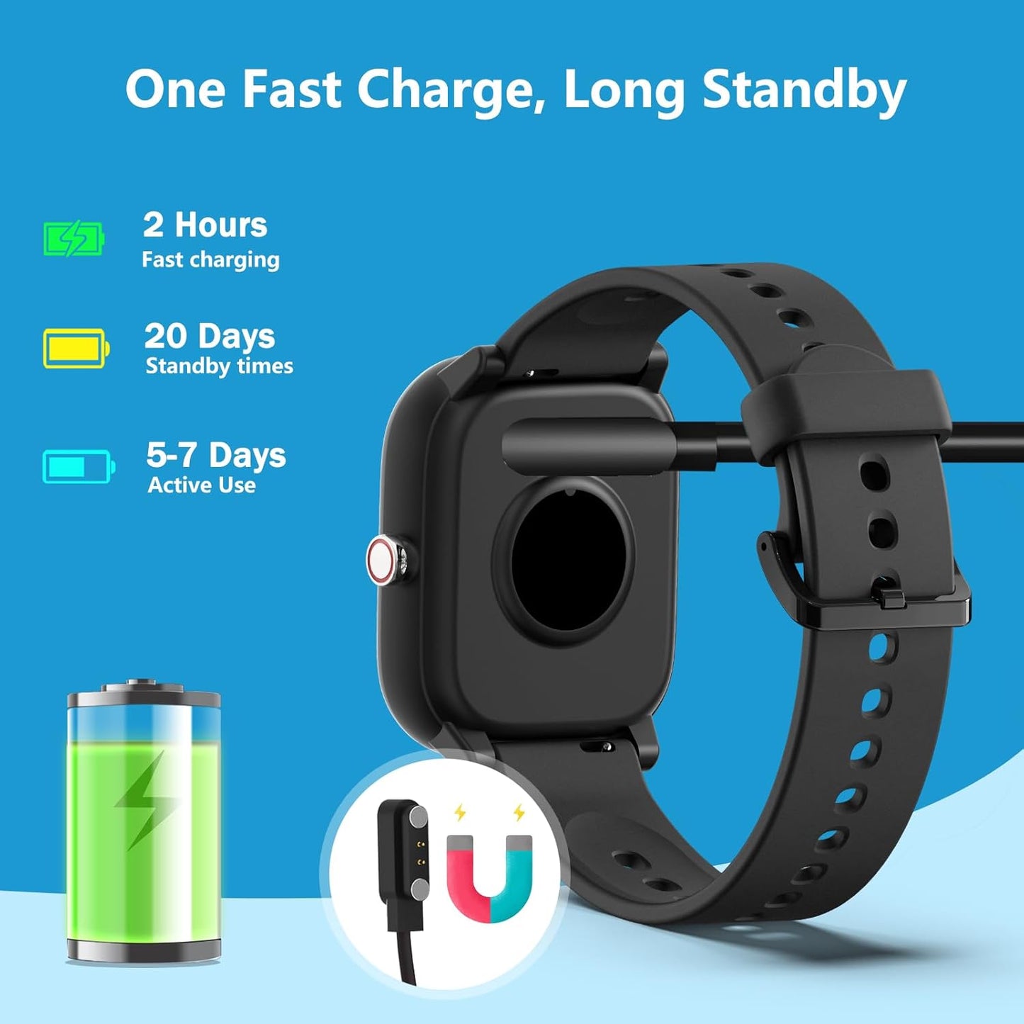 Kids Wach for Girls Boys 6-15 Year Old - Smart Watch for Kids 1.8" Fitness Tracker ,No Phone needed,Pedometer Sleep Monitor Heart Rate Waterproof,Puzzle Game for Girls Boys Teens Birthday Gift (Black)