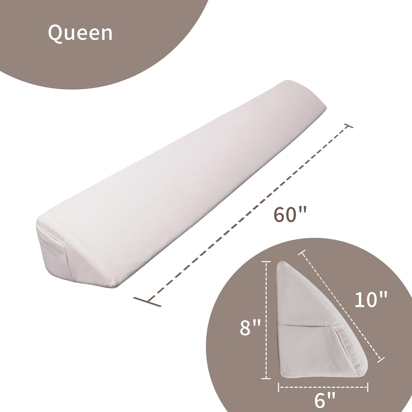 Aurako Queen Size Bed Wedge Pillow Headboard Pillow Mattress Wedge Bed Gap Filler Triangle Memory Foam Wedges Body Positioners for Sleeping Body Lumbar Backrest Reading Bolster Pillow