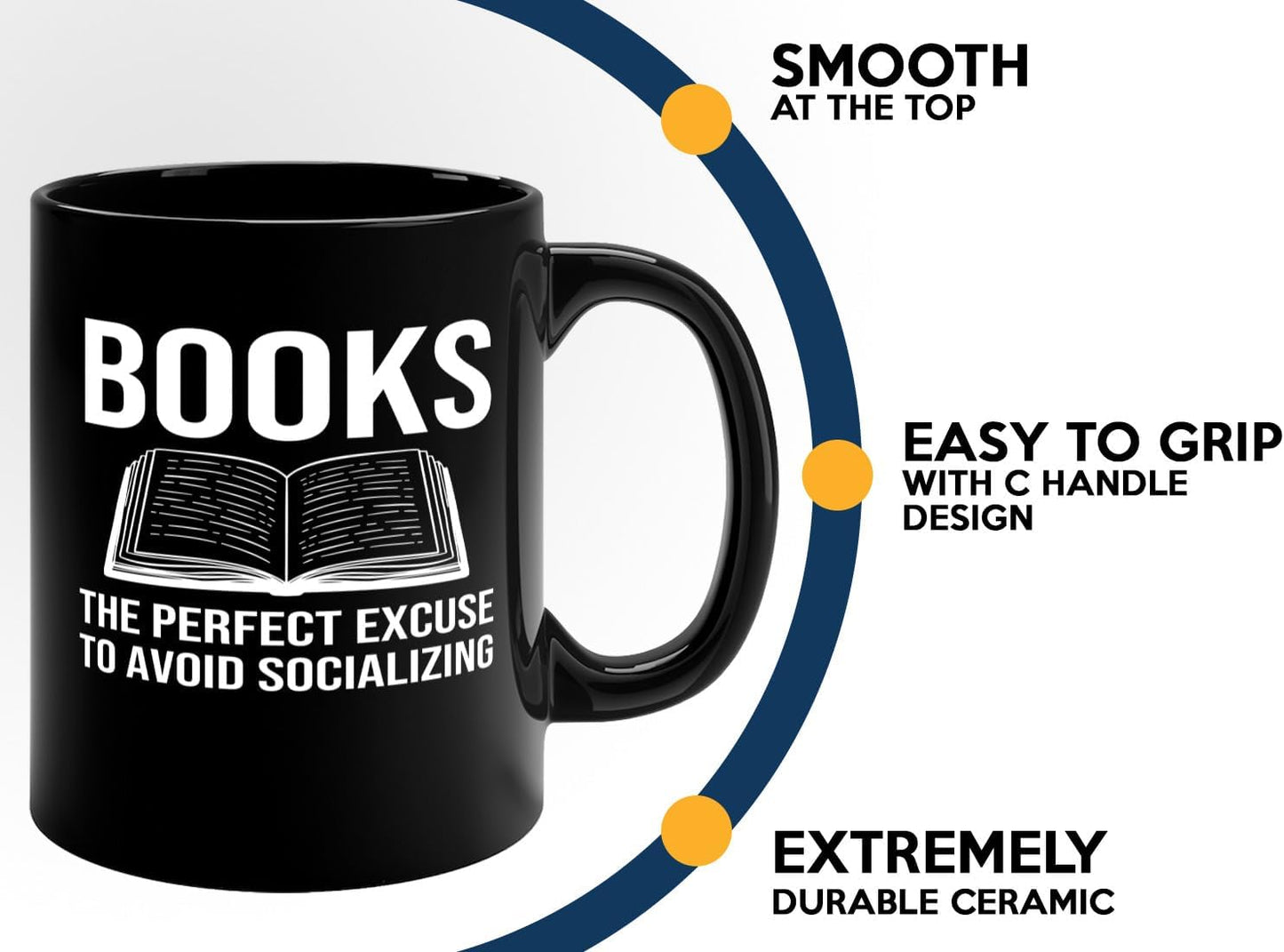 Book Lover Coffee Mug 11oz Black -Books The perfect - Bookworm Literature Library Book Lover Reader Booked Editor Intellectual Studious