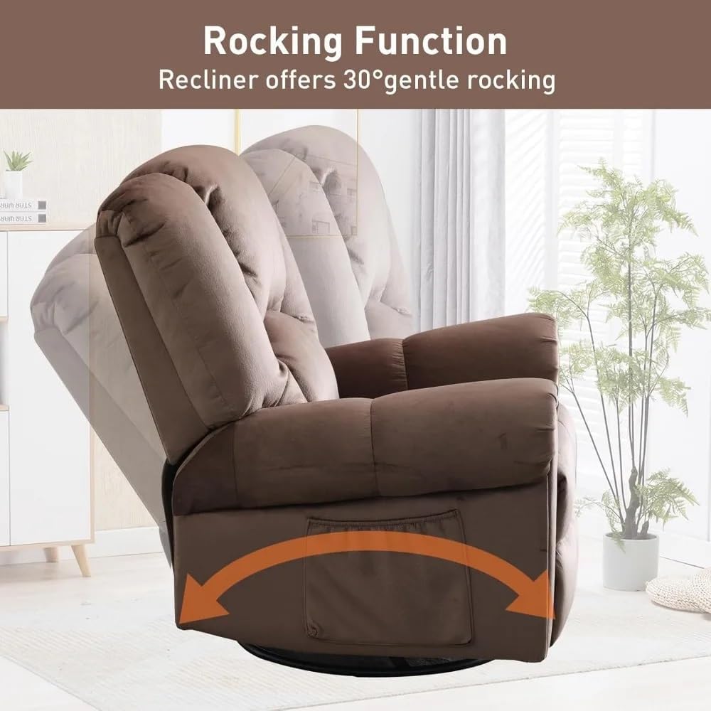 Oversized Modern Fabric Electric Power Lift Chair, Ergonomic Leisure Chair Classic Single Sofa, 360° Swivel Rocker Recliners with Massage and Heat