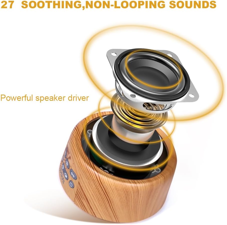 Douni Sleep Sound Machine - White Noise Machine with 27 Soothing Sounds for Sleeping & Relaxation, Timer Settings,Sleep Therapy for Families, Home,Office,Travel.Wood Grain