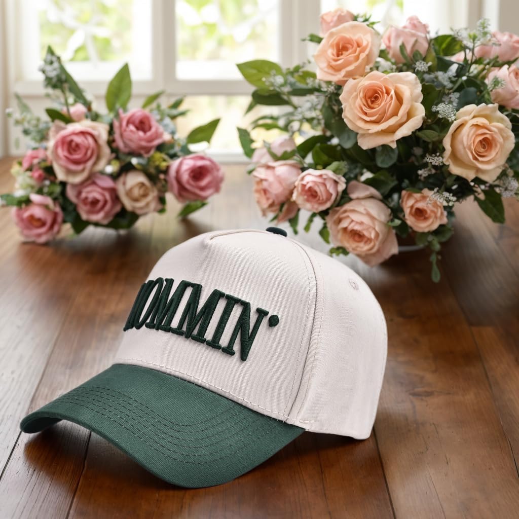 Women’s Mommin Trucker Hat – Vintage Two-Tone Ponytail Baseball Cap, Embroidered Adjustable Hat, Great Gift for Mom & Women
