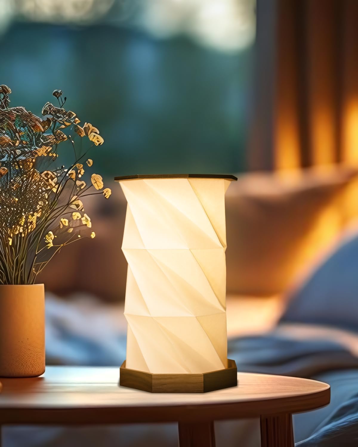 JTT Rechargeable Portable Table Lamp Small Cordless Desk Lamp LED Stepless Dimmable Night Lights Bedside Foldable Paper Lamp for Home Office Bedroom Living Room Travel Camping DIY Painting