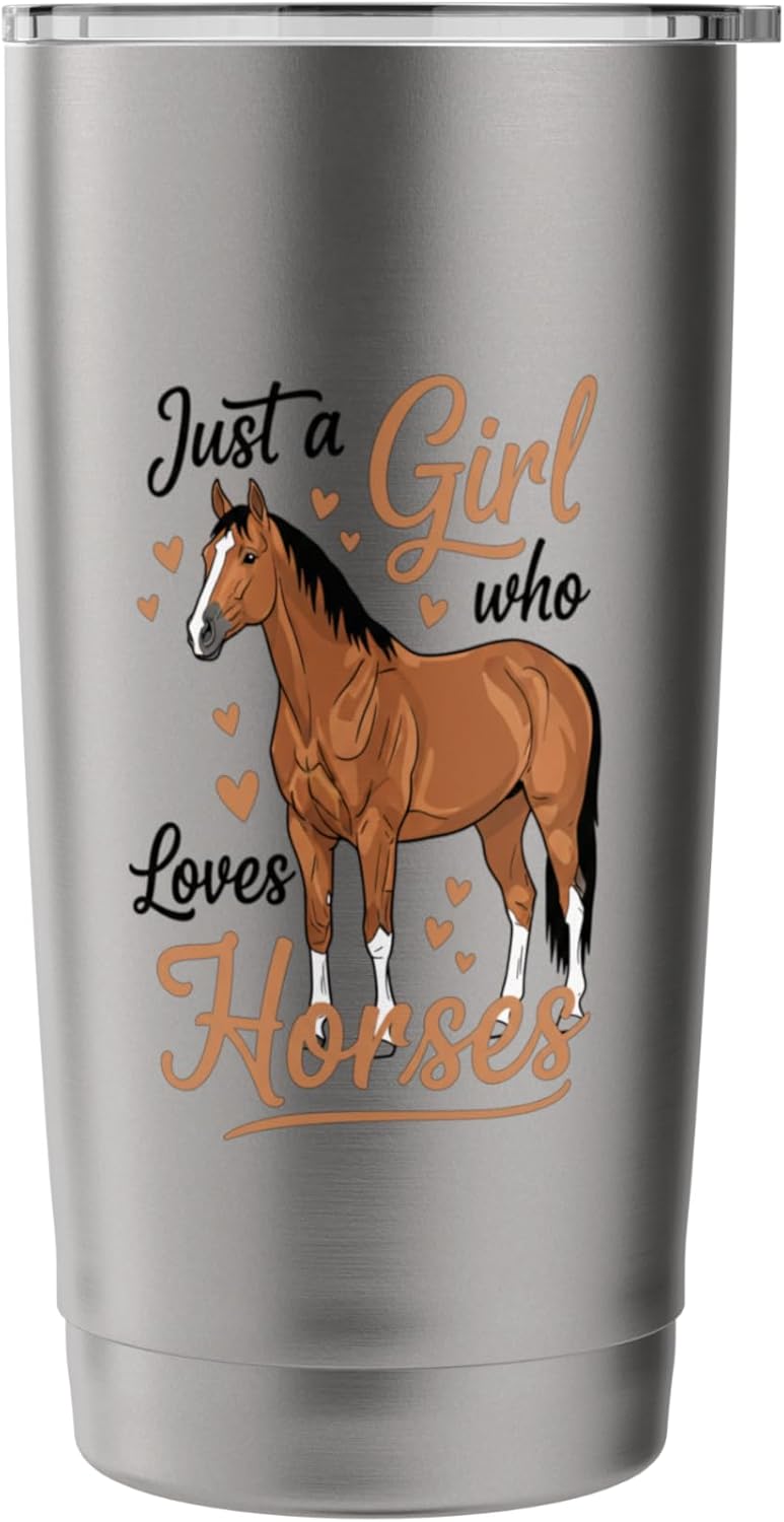 Just A Girl Who Loves Horses Equestrian Horse Lover Stainless Steel Insulated Tumbler
