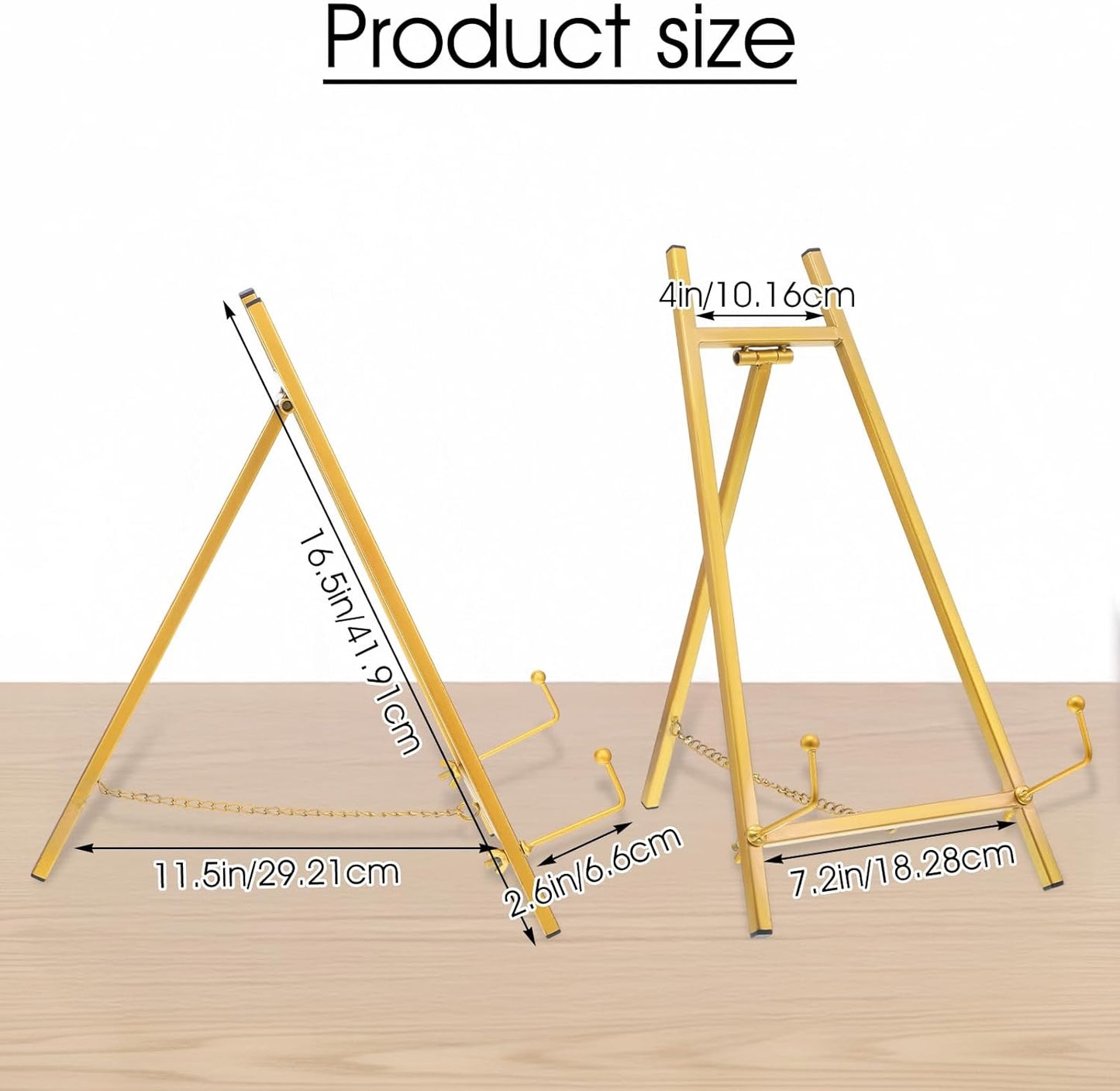 16.5" Gold Metal Easel Stand, Tabletop Tripod Easel Display Holder for Wedding Signs, Pictures, Plates, Art, and Books (1 Pcs)