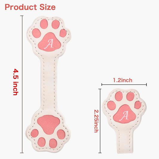 Personalized Magnetic Leather Bookmark - Cat Paw Shape Bookmarks for Men Wemen, Magnet Book Marks Reading Lovers, Cute Cool Unique Embosser Custom Book Markers for Mens Funny Best Gifts (L)