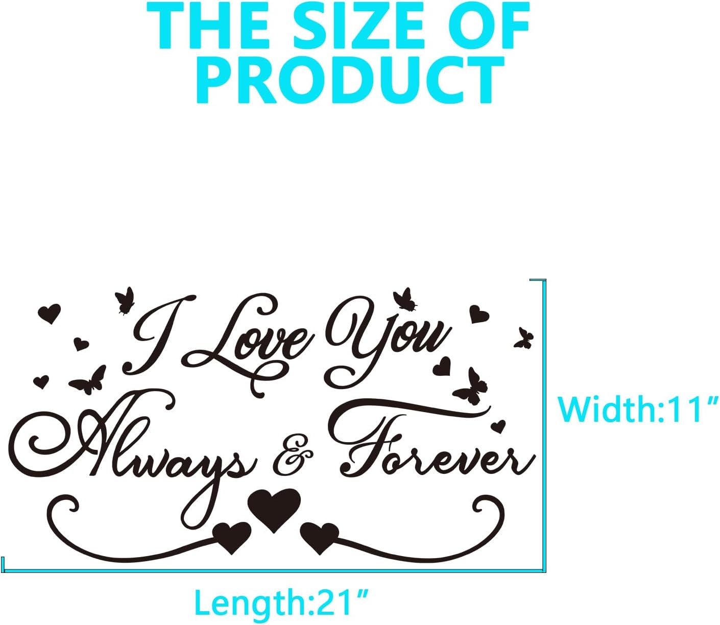 AnFigure Love Quotes Wall Stickers: Inspirational Vinyl Art Couples Wall Decals for Home Bedroom Bathroom Living Room - I Love You Always & Forever 21"X11"