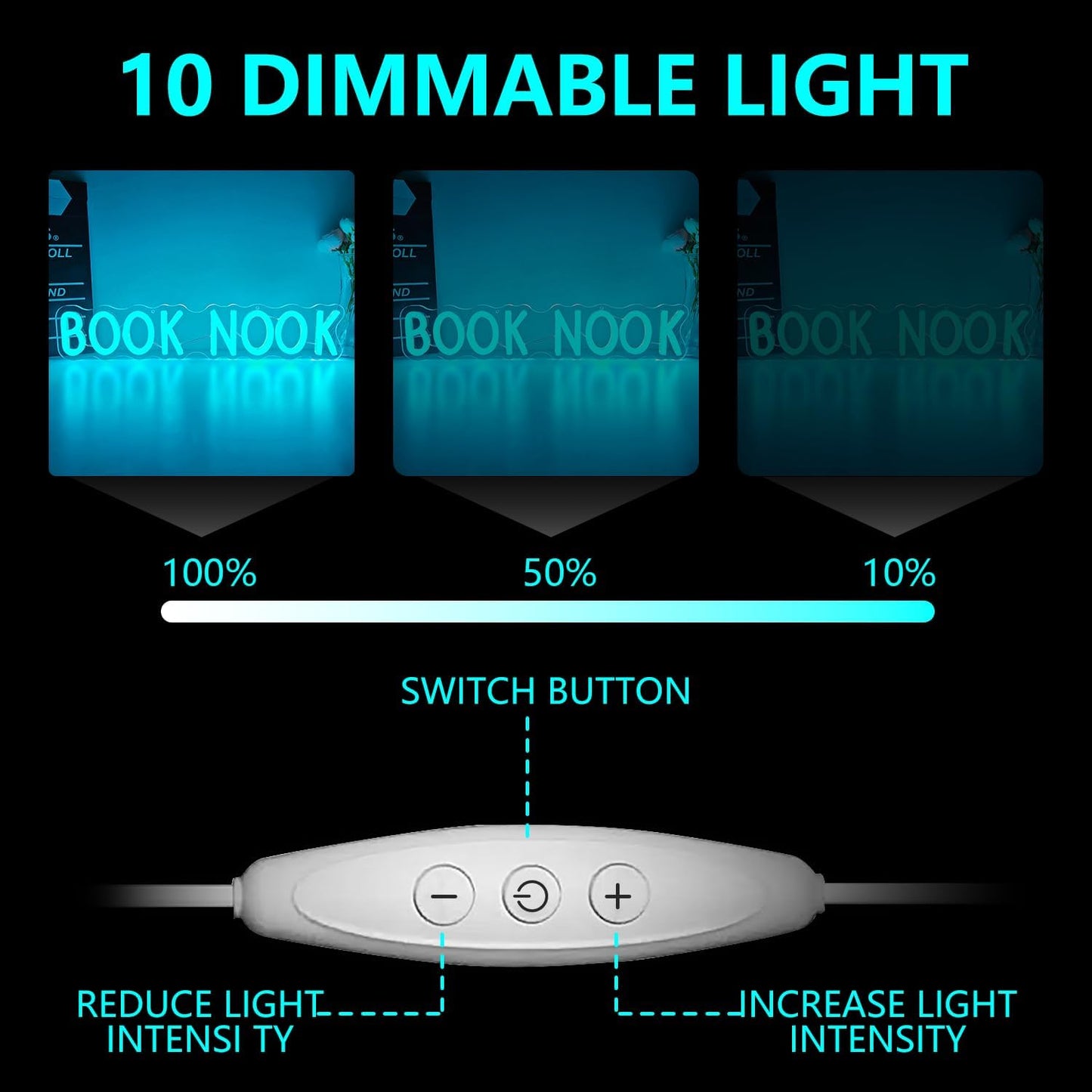 Book Nook Neon Sign Dimmable Reading Neon Light for Library Led Book Themed Decor Reading Corner Light Up Sign Library Lamp for Lover Reader Gifts