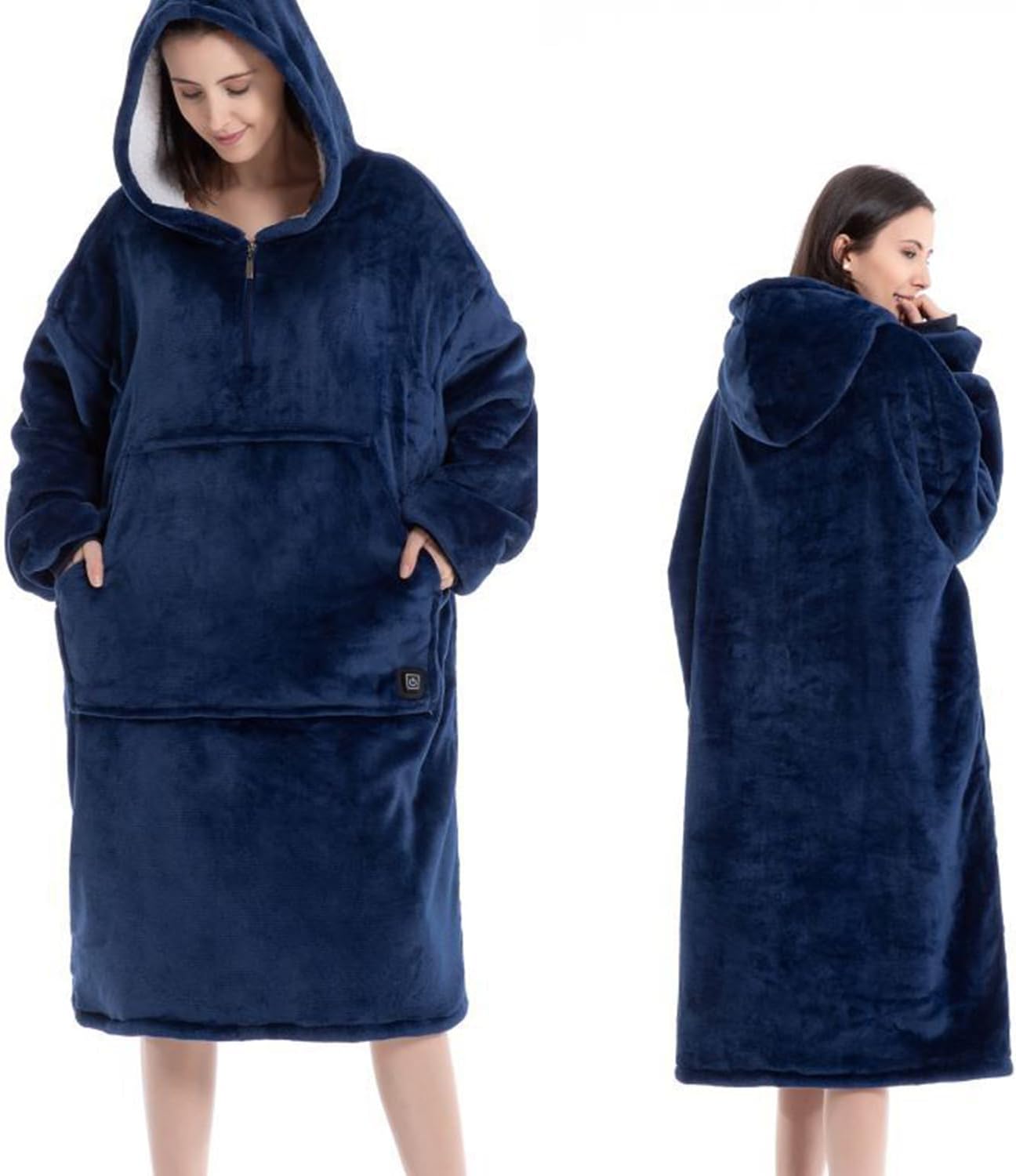 Heated Wearable Blanket Lazy Hoodie with Large Heating Area on Back Electric Heating Blanket Long Version