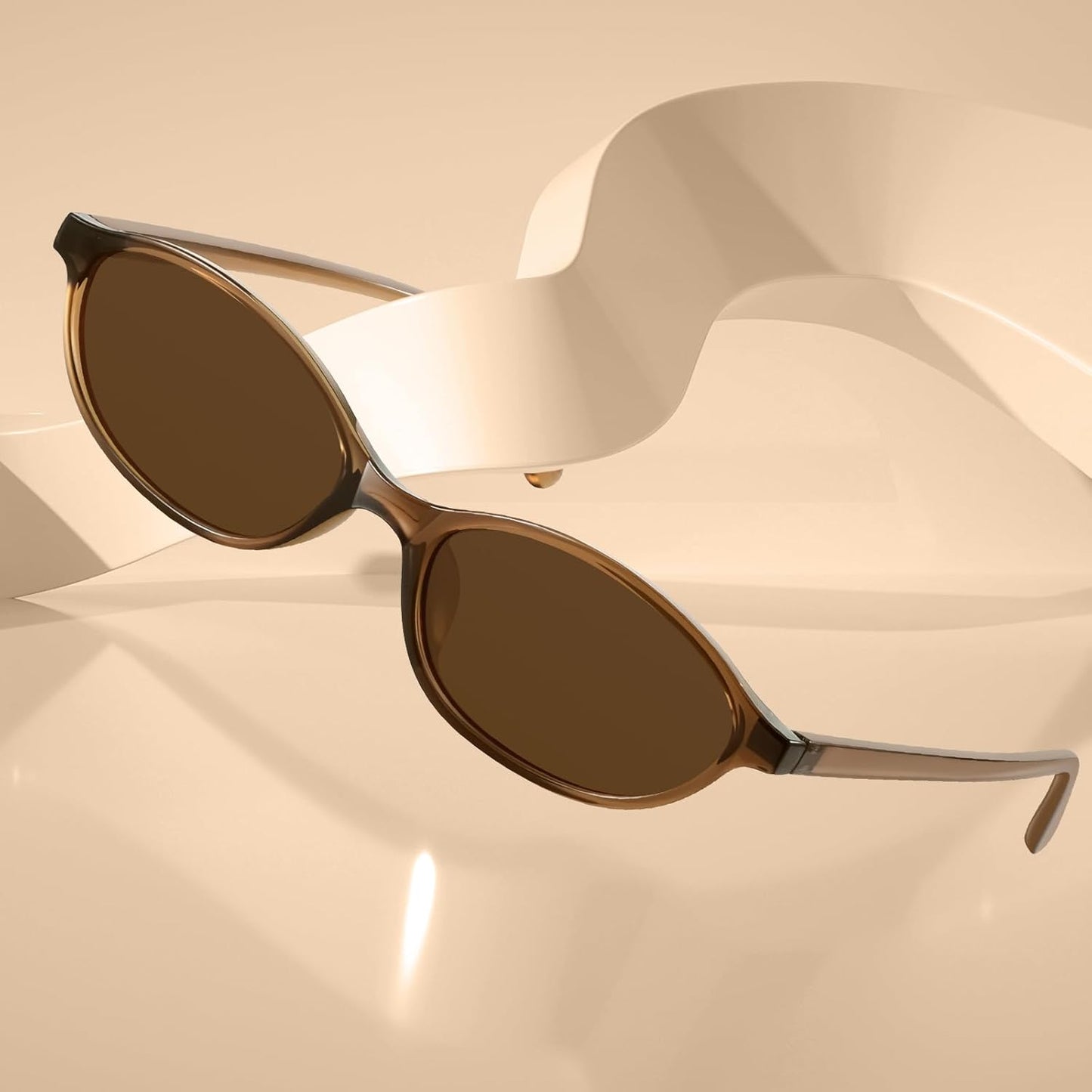 KUGUAOK Retro Oval Sunglasses for Women 90s Design Small Cat Eye Sun Glasses UV Protection Y2k Trendy Narrow Shades