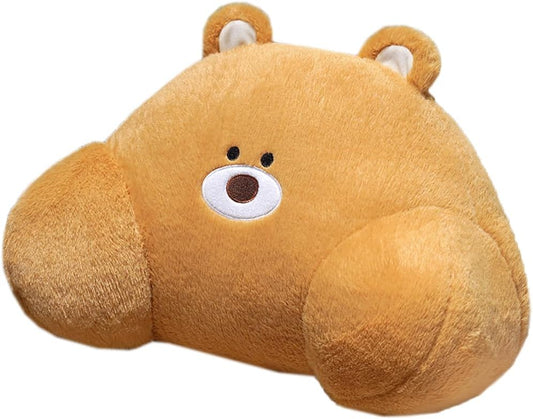 Tingting's Dream Cartoon Lumbar Pillows Office Chair Resting Lumbar Back Cushions Soft Sofa Bed Rest Reading Pillow Cute Waist Cushion (Brown-A, 50×35CM/19.7"×13.8")