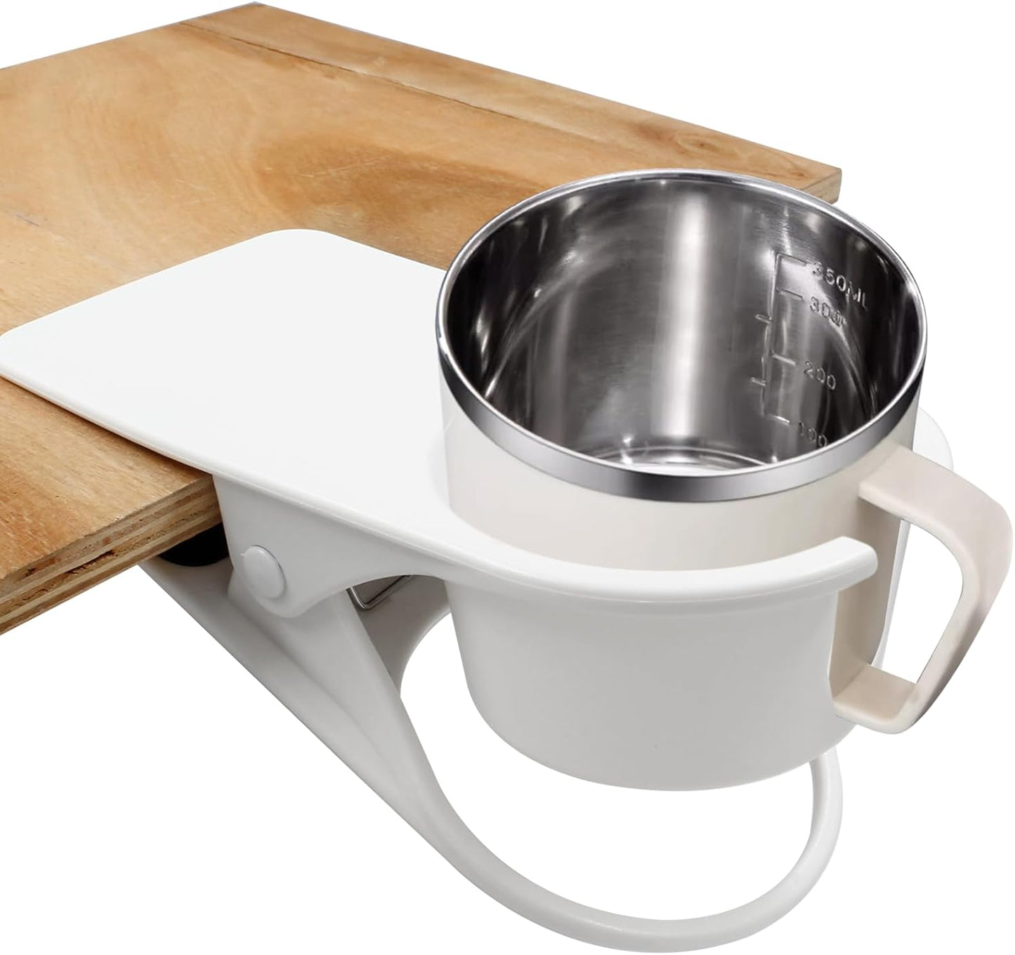 Drinking Cup Holder Clip, Desk Drink Holder with Clip for Water, Soda, Coffee Mug (White)