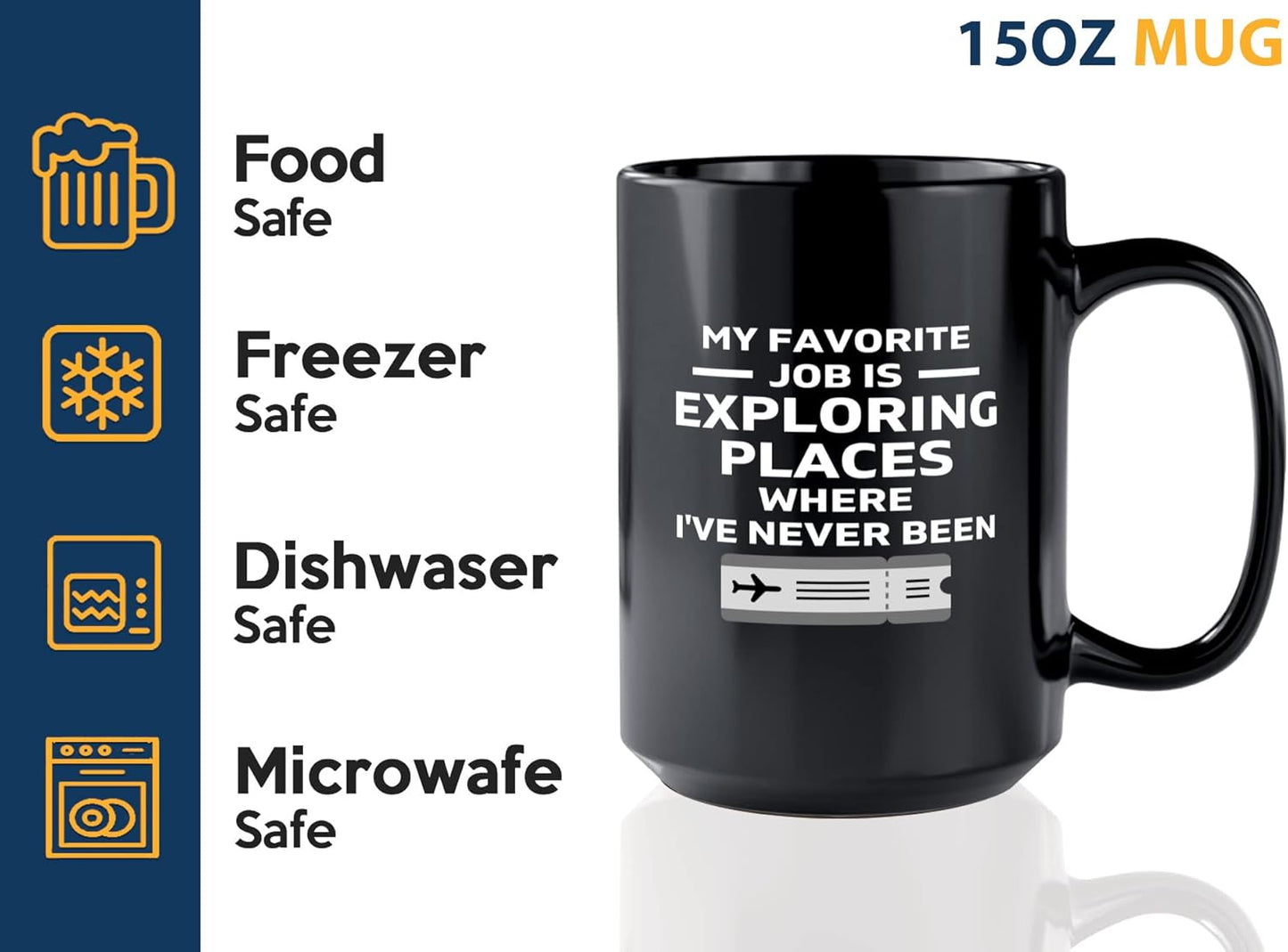Journalist Coffee Mug 15oz Black -Exploring Places - Reading Lover Book Club Gift Author Appreciation Writer Journalism Novelist Scriptwriter