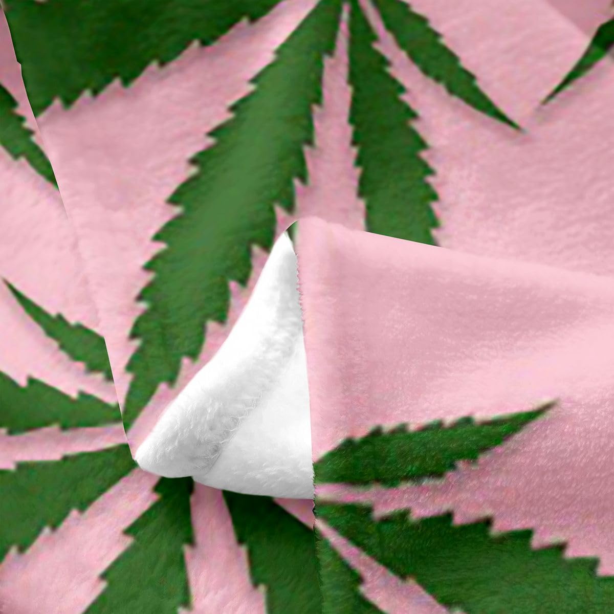 Marijuana Leaf Fleece Throw Blanket for Bed Sofa Couch,Cannabis Leaves Flannel Fuzzy Blanket All Season Green Plants Hemp Bed Blanket,Pink Marijuana Weed Leaf Room Decor Plush Blanket Queen 90"x90"