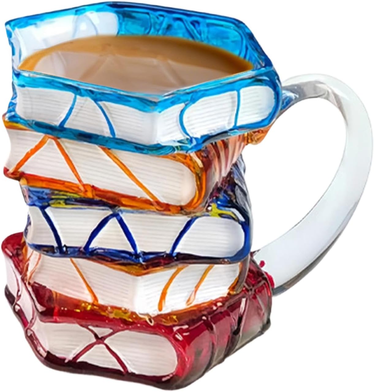 Book Lover Mug - Colorful Coffee Glass, Hot Cold with Beverage Design, Readers Tea with Reading Theme, Home Dorm Cup, Librarians Enthusiasts for Apartment Water Juice Milk