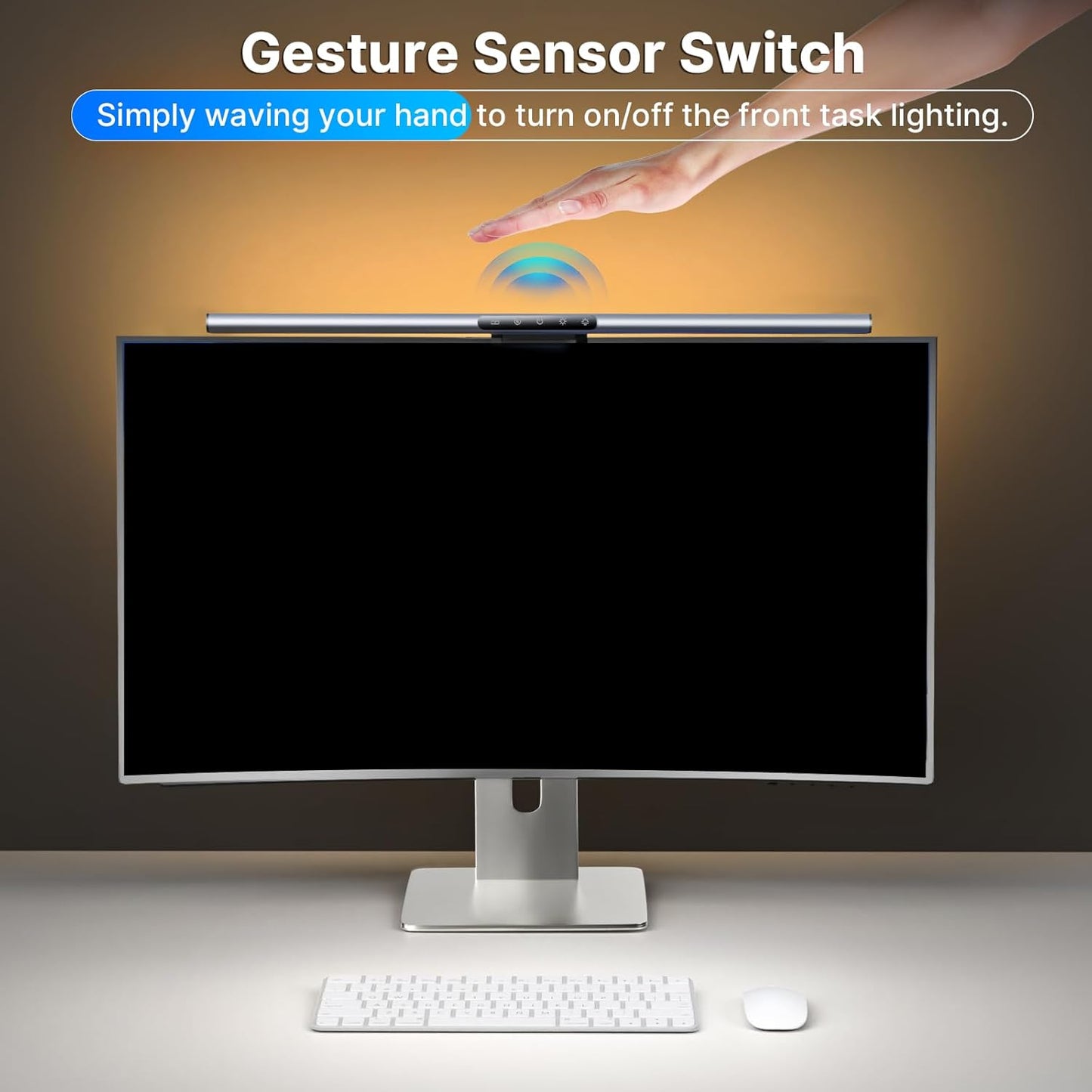 Syrinx 16.7" Computer Monitor Light Bar with Ambient Backlight, USB Reading LED Lamp, Screen Monitor Lamp, Touch + Gesture Control, Dimmable Desk Light, Eye-Caring, No Screen Glare for (Basic)