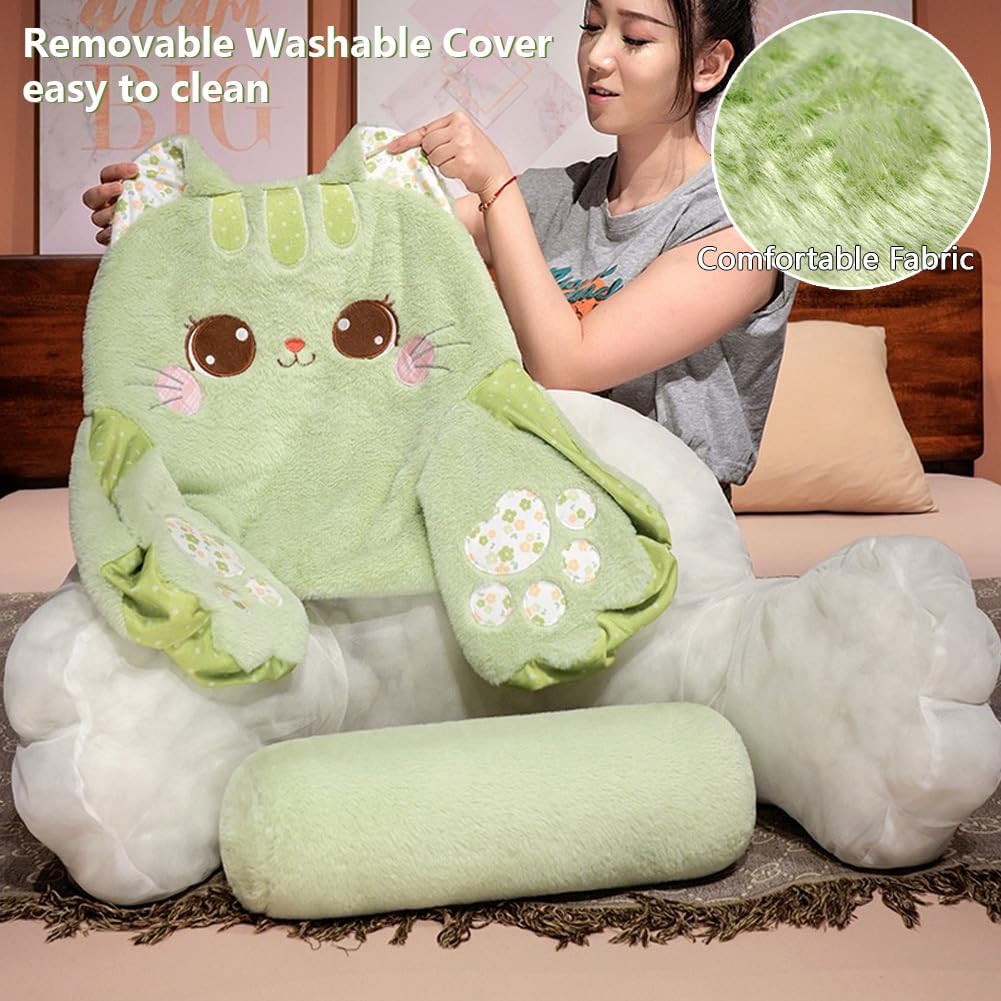 Reading Pillow Back Pillow for Sitting Up in Bed Cat Design Bed Pillow with Arms, Back Support Pillow with Washable Cover Home Decor