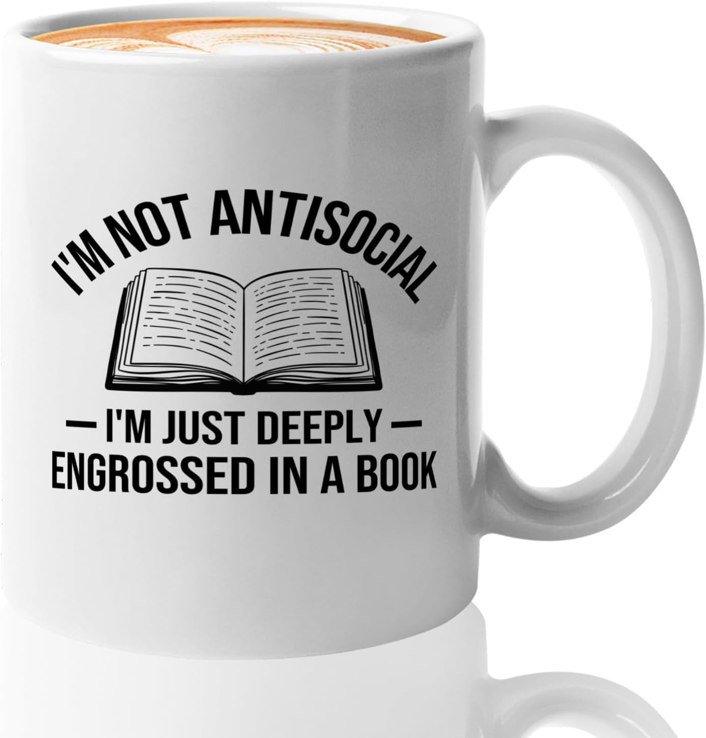 Book Lover Coffee Mug 11oz White -Im not antisocial - Bookworm Literature Library Book Lover Reader Booked Editor Intellectual Studious
